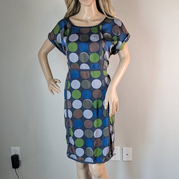 BODEN Silk Notting Hill Polka Dot Dress Sheath Lined Knee Length Women's Sz 12R - Picture 2 of 16